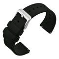 ANNEFIT Silicone Watch Bands for Men Women, Soft Rubber Watch Strap with Quick Release, Band Width 20mm with Silver Buckle (Black)