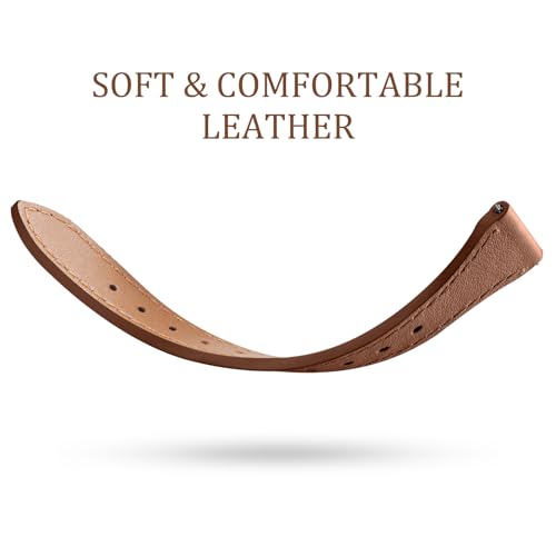 GEAK Slim Leather Band Compatible with Galaxy Watch 7 Band/6 5 4 FE 40mm 44mm/5 pro 45mm/Classic/Galaxy Active 2, 20mm Genuine Leather Strap with Quick Release Buckle for Samsung Watch Bands Women