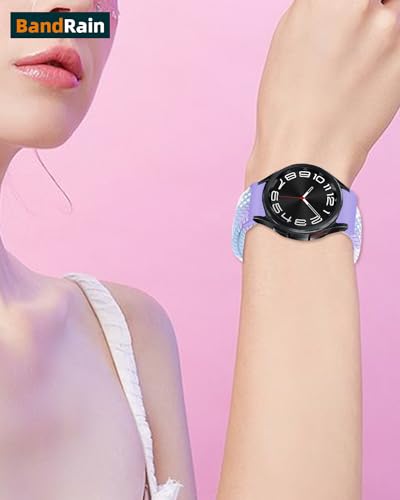 One Click No Gap Braided Bands Compatible with Samsung Galaxy Watch 7 6 4 5 FE Band 40mm 44mm/Galaxy Watch 6 4 Classic 47mm 43mm 42mm 46mm/Watch 5 Pro 45mm, 20mm Elastic Nylon Sport Strap Men Women