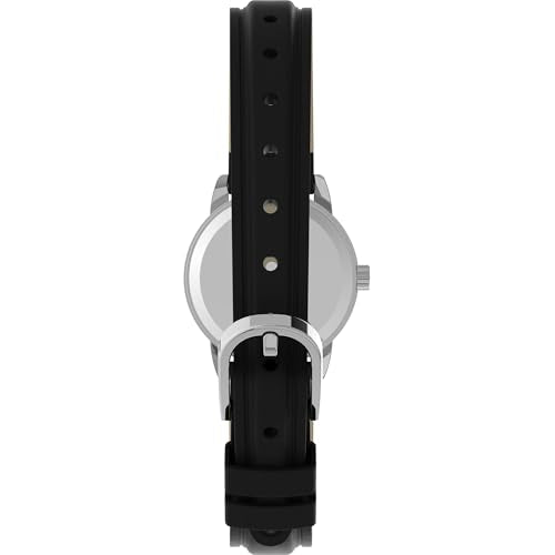 Timex Women's Easy Reader 25mm Watch – Silver-Tone Case White Dial with Black Leather Strap