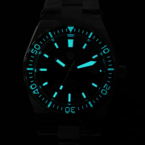 watchdives WD0017 Diver Watch 41mm RD515 Date Quartz Watch Sapphire Bezel 200M Waterproof 316L Stainless Steel, Black Dial Orange Hands