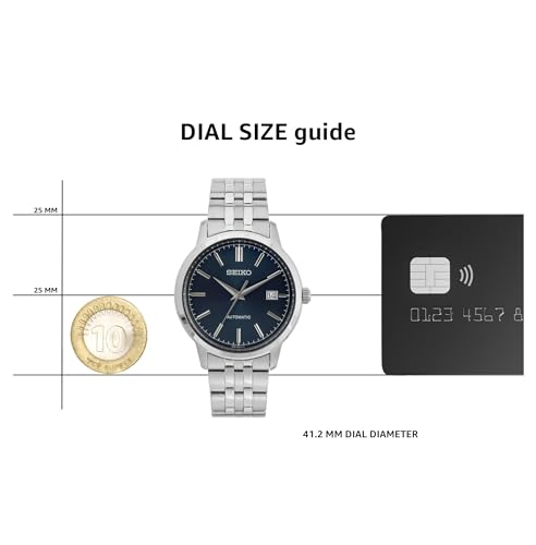 Seiko SRPH92K1 Men's Analogue Automatic Watch with Stainless Steel Strap, Silber & Blau, Bracelet
