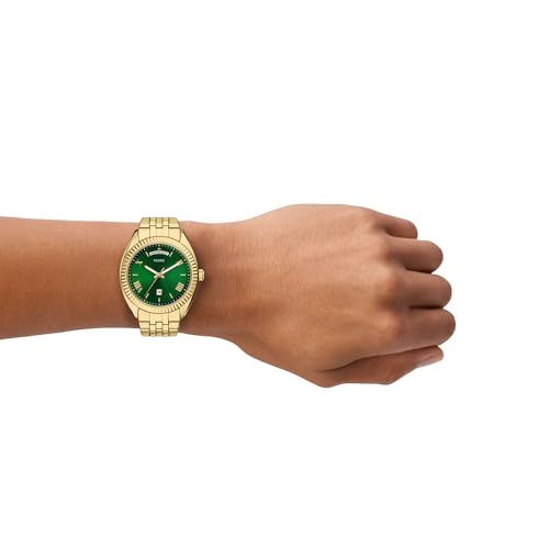 Fossil Men's Watch, Campbell Three-Hand Day-Date Gold-Tone Stainless Steel Watch for Men