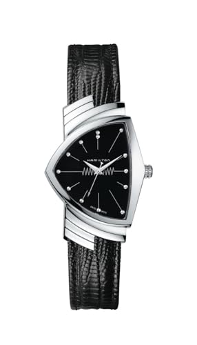 Hamilton Ventura Swiss Quartz Men's Watch, 32mm x 50mm Stainless Steel Case, Swiss Made, Black Dial Analog Wrist Watch for Men, 50m Waterproof, Mineral Crystal