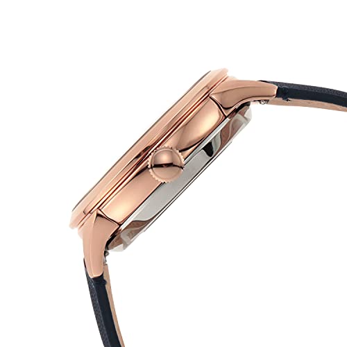 Fossil Men's Watch, Townsman Automatic Stainless Steel and Leather Two-Hand Skeleton Watch, Color: Rose Gold/Navy