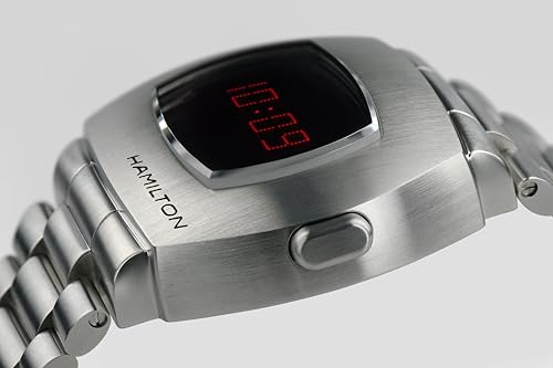 Hamilton American Classic PSR Quartz Men's Watch, 41mm x 35mm Stainless Steel Case, Swiss Made, Red Dial Analog Wrist Watch for Men, 100m Waterproof, Sapphire Crystal, Stainless Steel Strap