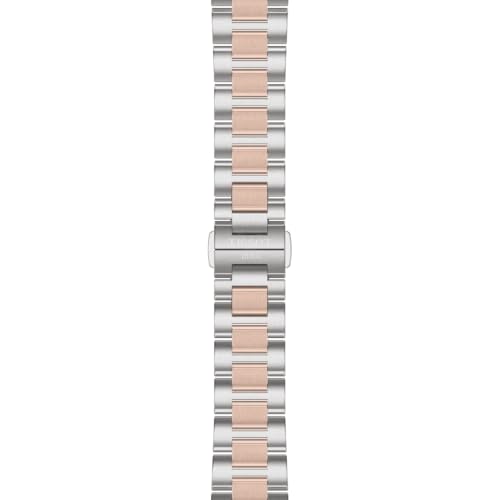 Tissot PRC 100 Solar, White Dial, 34mm Watch for Women, Two-Tone Rose Gold and Silver Stainless Steel Bracelet, Solar Quartz Movement, T1518222211100