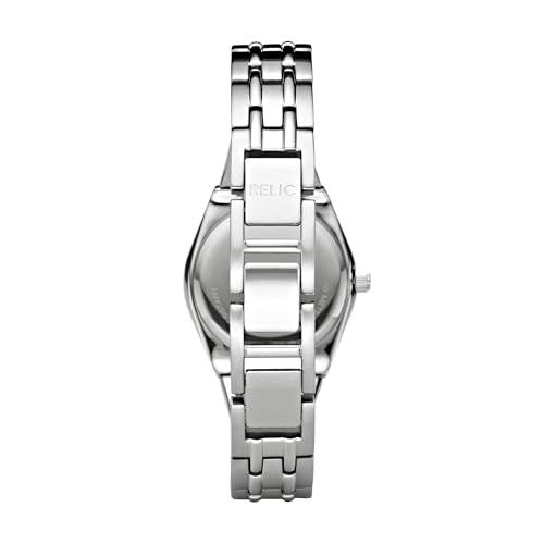 Relic by Fossil Women's Queen's Court Three-Hand Date, Silver Stainless Steel Bracelet Dress Watch, Stainless Steel Watch for Women