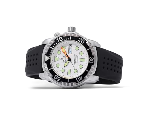 RATIO FreeDiver Helium-Safe Dive Watch Sapphire Crystal Automatic Diver Watch 1000M Water Resistant Diving Watch for Men (White)