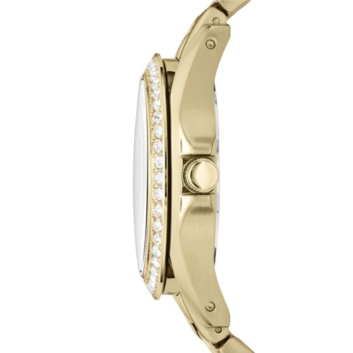 Fossil Women's Watch, Riley Quartz Stainless Steel Multifunction Watch for Women, Color: Gold Glitz