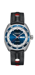 Hamilton American Classic Automatic Men's Watch, 42mm Stainless Steel Case, Swiss Made, Blue Dial Analog Wrist Watch for Men, 50m Waterproof, Sapphire Crystal, 3-Hand Movement, Cow Leather Strap