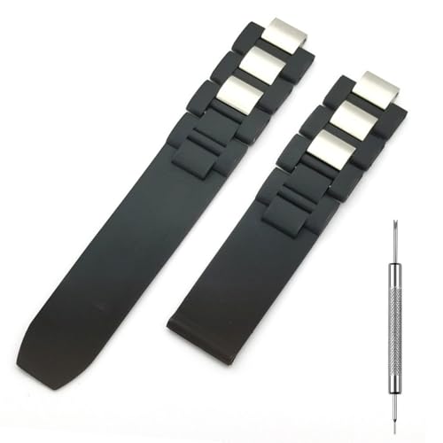Cirtrar Black Rubber Silicone Watch Band Compatible with Must De Cartier 21 Century Chronograph Quartz