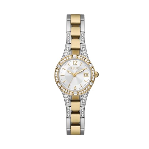 RELIC by Fossil Women's Charlotte Three-Hand Date Silver and Gold Two-Tone Alloy Metal Bracelet Watch, Gold and Silver Watch for Women