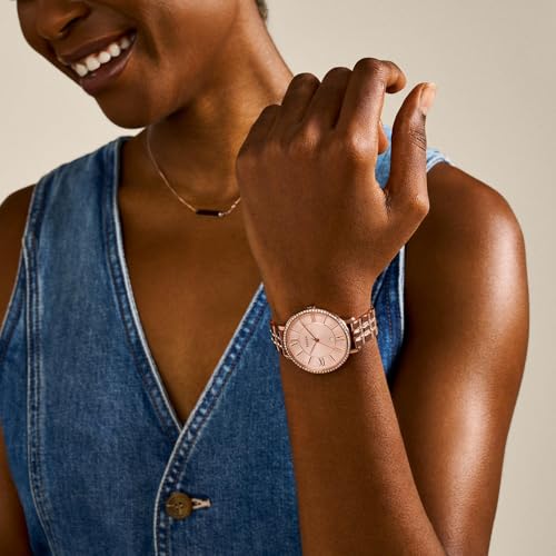 Fossil Women's Jacqueline Quartz Stainless Steel Watch, Rose Gold Glitz – Fossil Watches for Women
