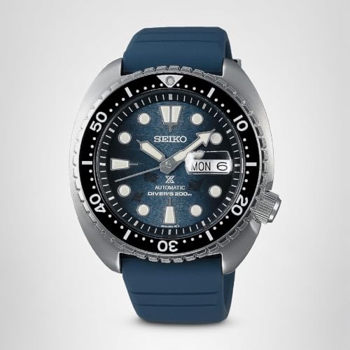 Seiko SRPF77 Automatic Watch for Men - Prospex Automatic Diver - Manta Ray Patterned Blue Dial with Day/Date, Rotating Bezel, 200m Water-Resistant