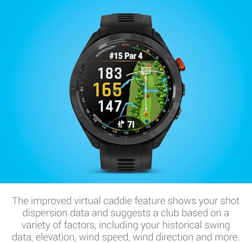 Garmin Approach S70 (Black, 47mm) Golf GPS Watch | Premium Smartwatch with AMOLED Display, Virtual Caddie & Playslike Distance | Bundle with PlayBetter Screen Protectors & Portable Charger
