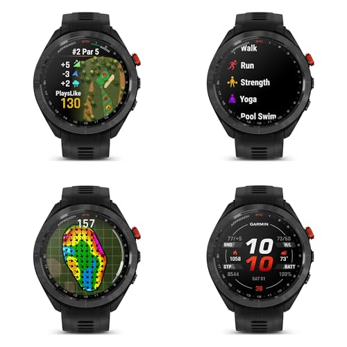 Garmin Approach S70 47MM Black- Golf GPS Fitness Tracker Smartwatch for Men, Lightweight Touchscreen AMOLED Display and Preloaded Courses Bundle with Air Pro TWS Truly Wireless Earbuds - (Color May