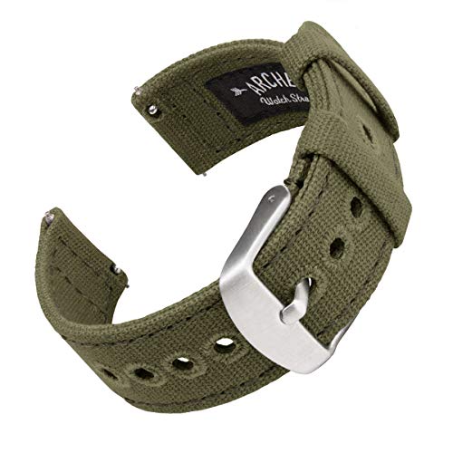 Archer Watch Straps - Canvas Quick Release Watch Bands (Faded Olive, 20mm)