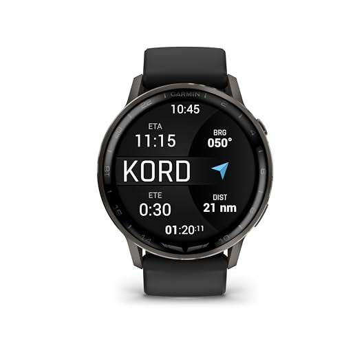 Garmin D2™ Air X15, Versatile Aviator Smartwatch with GPS, LED Flashlight, Health and Fitness Features, Aviation Weather, Built-in Microphone/Speaker, Slate with Black Silicone Band