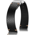 Getalia Italian Leather Watch Band for Folding Clasp(Black, 20mm)