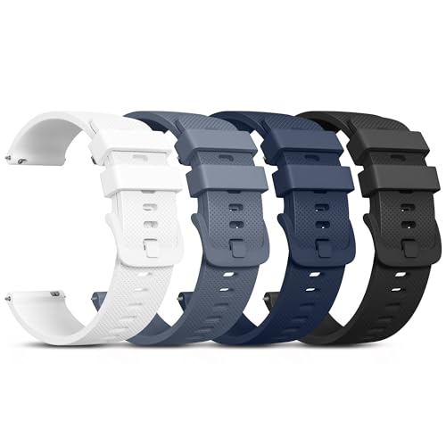 Vanjua 22mm Watch Bands Quick Release Replacement Wristband, 4 Pack Soft Silicone Waterproof Sport Straps Band for Men Women