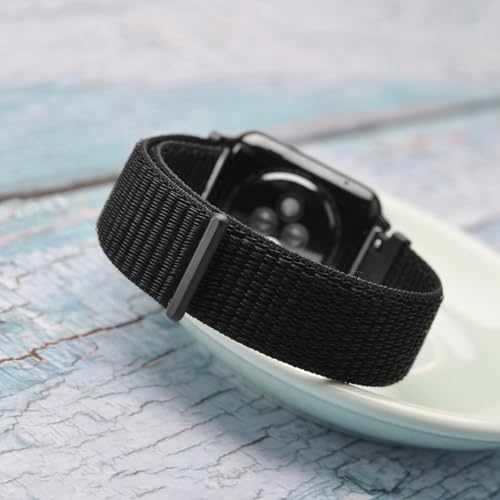 WOCCI 20mm Adjustable Nylon Watch Band, Quick Release Sport Loop Strap (Black)