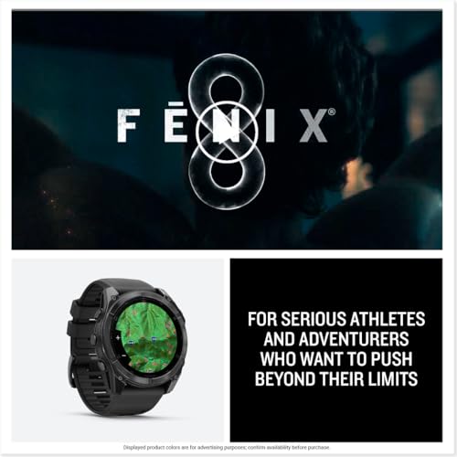 Garmin fēnix® 8 – 51 mm, AMOLED, Premium Multisport GPS Smartwatch, Long-Lasting Battery Life, Dive-Rated, Built-in LED Flashlight, Slate Gray with Black Band (Renewed)