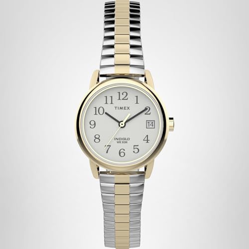 Timex Women's Easy Reader Classic 25mm Watch - Two-Tone Expansion Band White Dial Gold-Tone Case