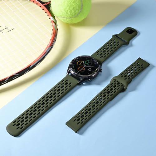 WOCCI 22mm Breathable Hollow Silicone Watch Band, Quick Release, Replacement Strap for Men and Women (Green)