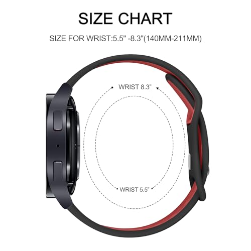 Meliya 20mm 22mm Watch Bands Quick Release Replacement Wristband, Soft Silicone Bands Breathable Sport Replacement Straps for Men Women (22mm, Black-Red)