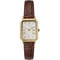 Timex Women's Dress 21mm Watch - Brown Strap White Dial Gold-Tone Case