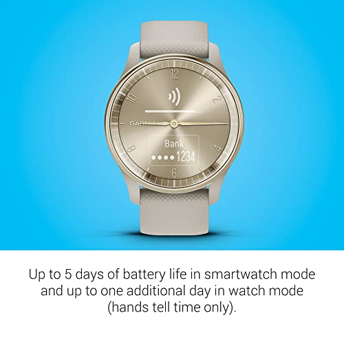 Garmin Vivomove Trend - Cream Gold Stainless Steel Bezel with French Gray Case & Silicone Band (Renewed), Adjustable