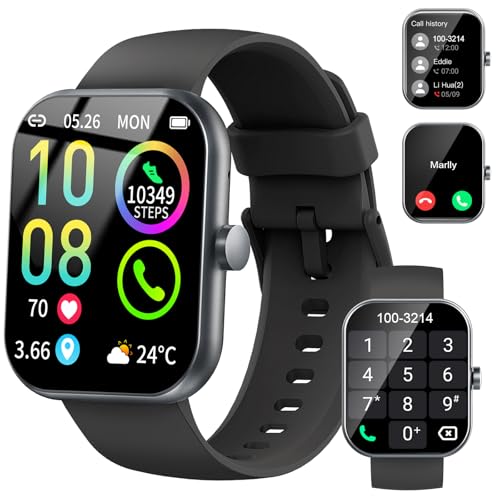 Smart Watch (Answer/Make Calls), 1.96" HD Smartatch for Men Women , 113+ Sport Modes, Fitness Tracker with Heart Rate/Sleep Monitor/Pedometer/Calories, IP68 Waterproof Running Watch for Android iOS