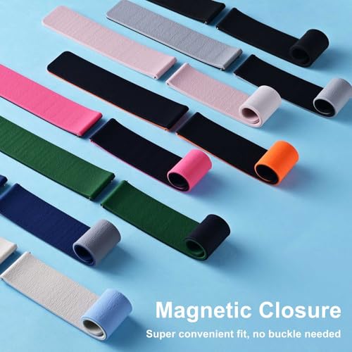 WOCCI 22mm Magnetic Watch Band, Wood Grain Silicone, Quick Release (Black)