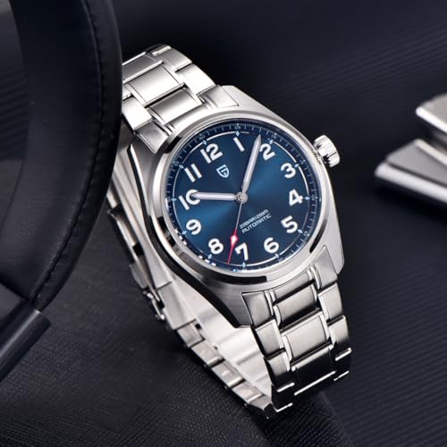PAGRNE DESIGN Watches Men Automatic Mechanical 38MM Men's Pilot Watch NH35A Waterproof 200m Dive Sport Sapphire Glass Stainless Steel Wrist Watch