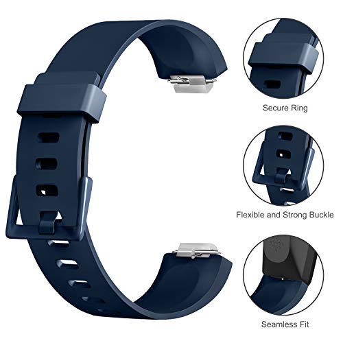 Pack 3 Silicone Bands for Fitbit Inspire HR & Fitbit Inspire 2 &Fitbit Inspire & Ace 2 Replacement Wristbands for Women Men Small Large (Black+Navy Blue+Gray, Small: for 5.5"-7.9" wrists)