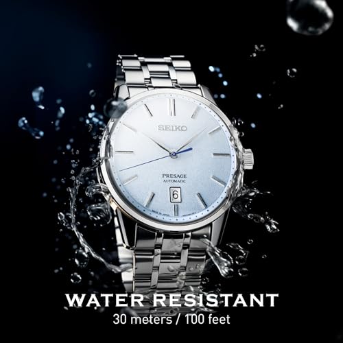 SEIKO SRP53- Presage Collection - Patterned Stone Blue Dial - Stainless Steel Wrist Band, Sapphire Crystal Display - Water-Resistant 30M