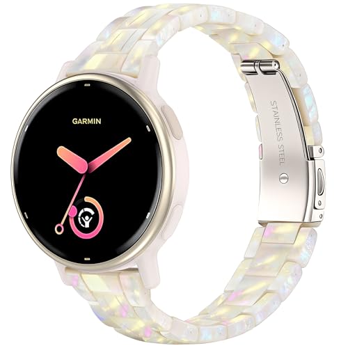 Resin Watch Bands for Garmin Vivoactive 5/6/3/Forerunner 165/55/245/645, 20mm Resin Replacement Wristband Adjustable Straps for Man Woman