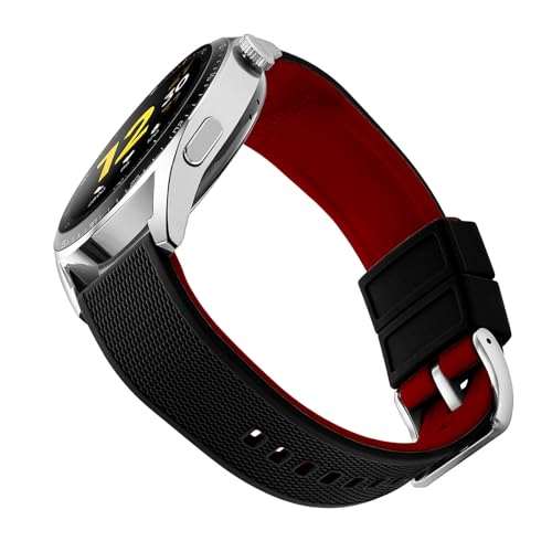 Artthurse Silicone Watch Bands Quick Release 18mm, 20mm, 22mm for Men and Women Replacement Rubber Watch Band Soft Breathable Waterproof Sport Watchbands Straps (Black Red & Silver, 22mm)