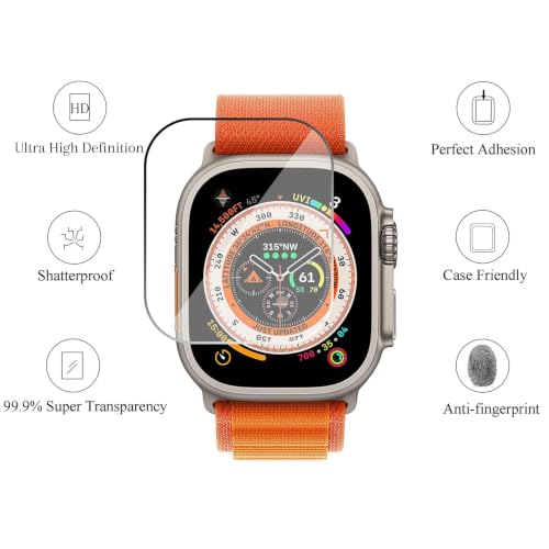 Ailun for Apple Watch Ultra 3/Ultra 2/Ultra Screen Protector [49mm], Tempered Glass Film, Anti-Scratch, High Definition, Touch Sensitive[3 Pack][Clear]