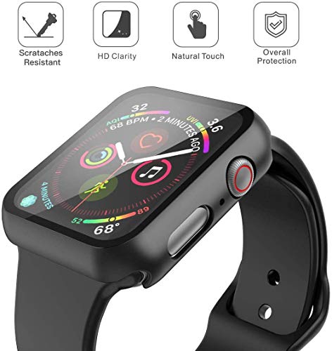 Misxi 2 Pack Hard PC Case with Tempered Glass Screen Protector Compatible with Apple Watch SE 3 (2025) SE 2 SE Series 6 Series 5 Series 4 40mm, Black
