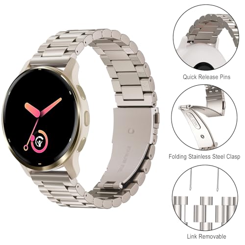 Compatible with Garmin Vivoactive 5 Watch Band/Vivoactive 6/3, 20mm Stainless Steel 2 Pack Metal and Mesh Bracelet Strap Wristband for Forerunner 165/55/245/570-42mm/Venu/Venu Sq Women Men Accessory