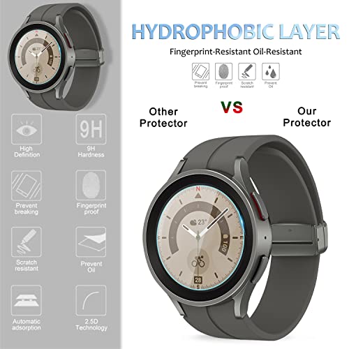 Suoman 4-Pack Screen Protector for Samsung Galaxy Watch 5 Pro 45mm, [Anti-Scratch] 2.5D 9H Hardness Ultra-Thin Tempered Glass Screen Protective Film