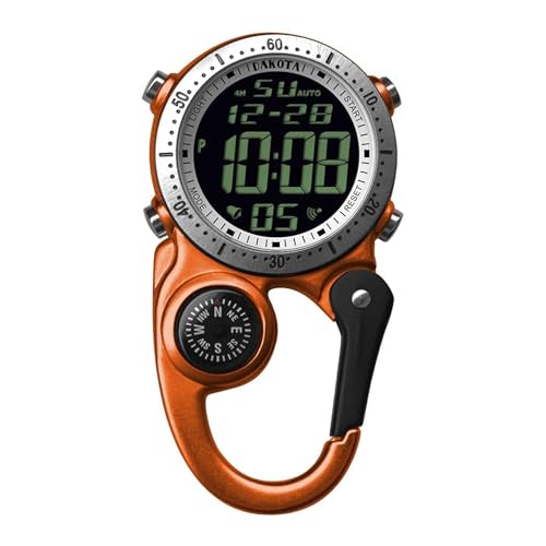 Dakota Digital Backpacker Clip, Fob and Pocket Watch, Alarm, Stopwatch, Timer and Dual Time, Outdoor Gifts for Men and Women, Tactical Digital Watch