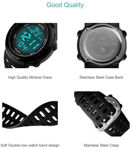 LYMFHCH Men's Digital Watch, Sports Waterproof Military Watches for Men LED Casual Stopwatch Alarm Tactical Army Watch