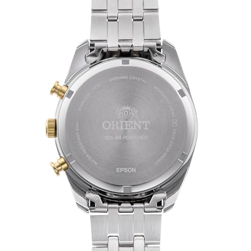 Orient Stretto Solar Chronograph White Dial Steel Strap Men’s Watch RA-TX0302S10B