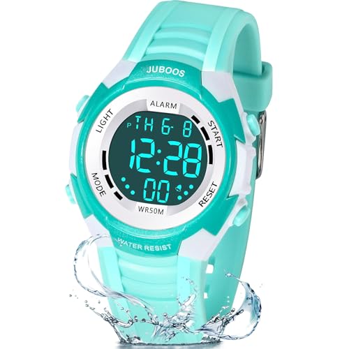Juboos Kids Digital Watch with 7 Color LED Lights,Waterproof Running Sports Watches with Stopwatch,Alarm,Easy-to-Read Outdoor Children's Wristwatch for Boys Girls Ages 4-12
