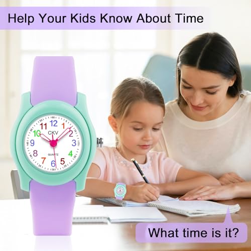 CKV Kids Watch for Boys Girls Watches Age 3-12, 1.18" Dial-3 ATM Waterproof Child Wristwatch Time Teaching Easy to Read Kids Presents