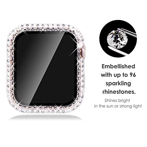 KADES Bling Case for Apple Watch 41mm with Built-in Screen Protector, Sparkling Rhinestone Protective Cover Compatible with Apple Watch Series 9 8 7 (41mm, Clear)