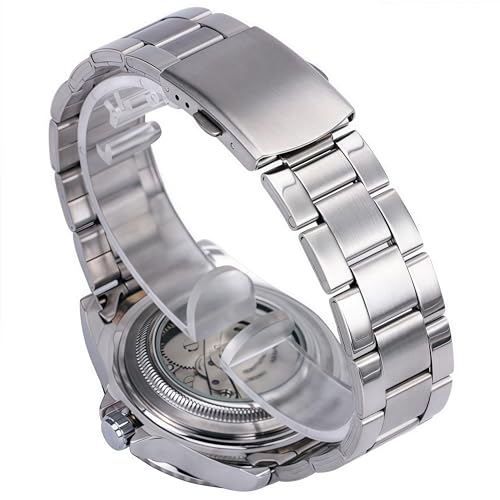MASTOPMen’s Automatic Mechanical Watches Business Stainless Steel Band Waterproof Military Luminous Classic Analog Dress Wrist Watch for Men,Auto Date